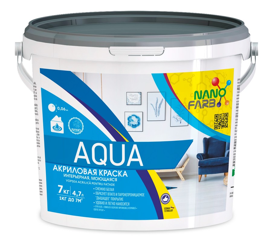 AQUA Nanofarb 7.0 кг интерьерная влагостойкая краска