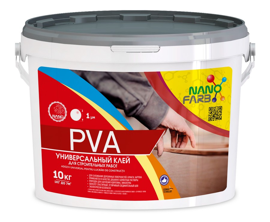 PVA Nanofarb 10,0 кг универсальный клей для строительных работ